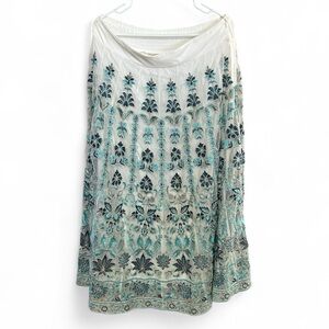 Soft Surroundings Maxi Skirt - Blue and White Embroidery